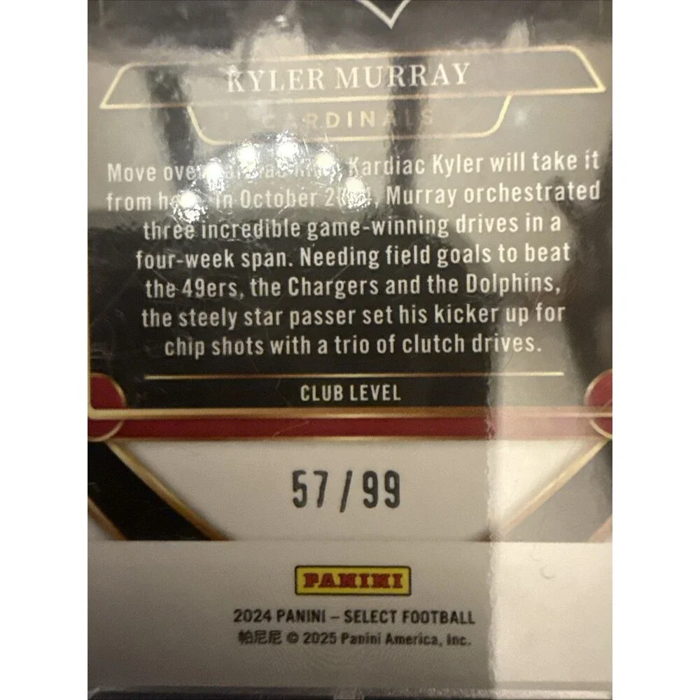2024 Panini Select Football Kyler Murray  Club Level Blue Prizm 57/99